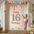 thumbnail image 5 of Pink Theme Happy 16th Birthday Banner Gold Glitter Sweet 16 Banner Decor Star Pattern 16th Birthday Party Banner for Sweet 16 Party Teen Birthday Celebration Girls Party, 5 of 9