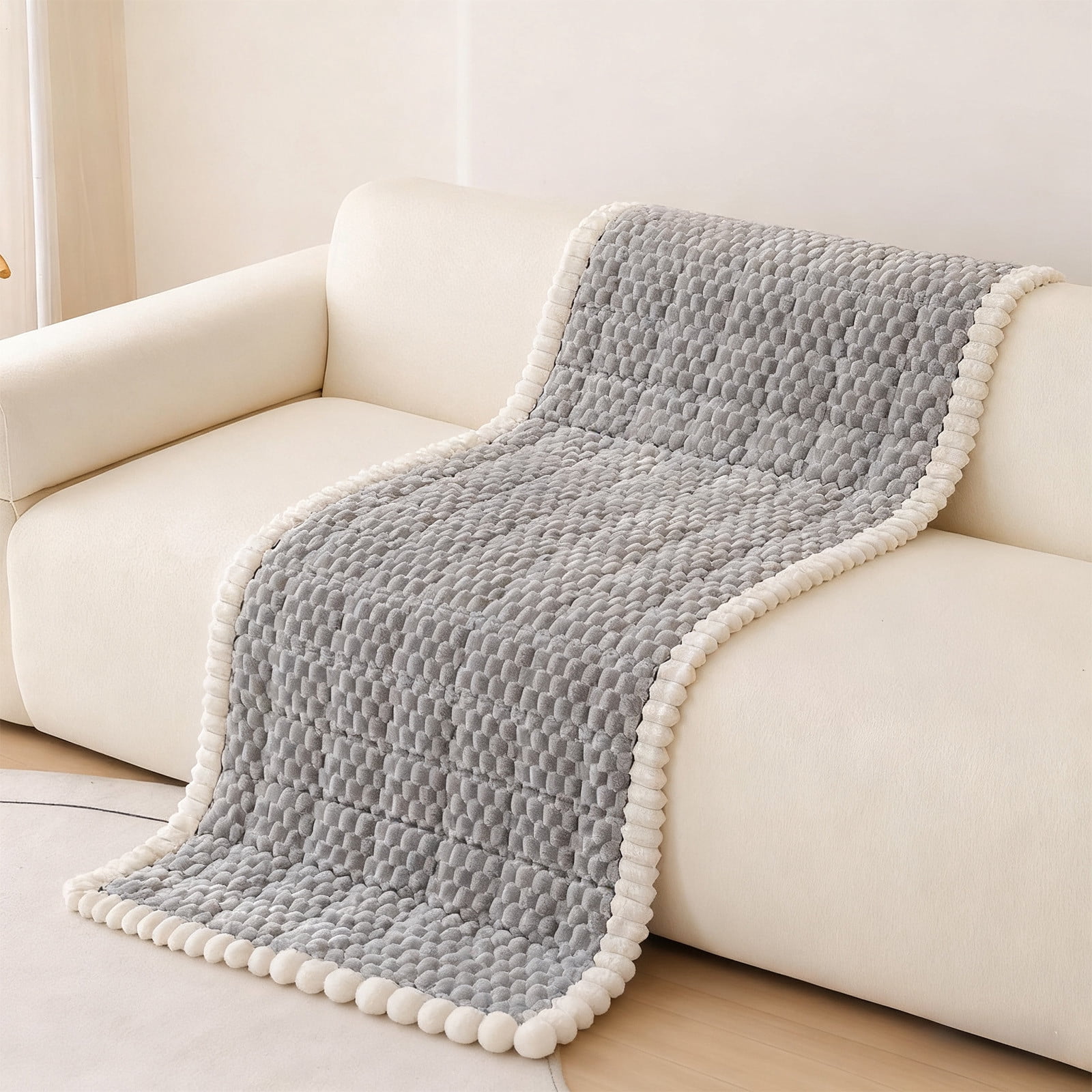 Couch Cover for Dogs Washable, Non Slip Pet Couch Covers Sofa Slipcovers Cushion Mat, Fuzzy Couch Cover, Pet Friendly Furniture Protector, Non Slip Sofa Cover (27.5"x59.1", Gray)