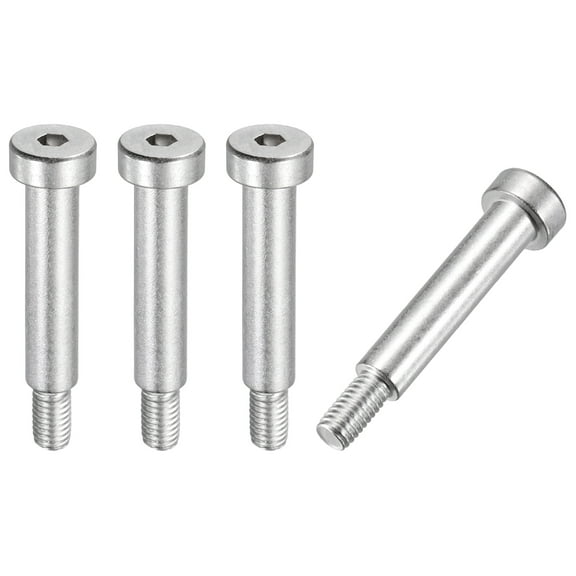 4 Pcs 304 Stainless Steel Shoulder Bolt 8mm Shoulder Dia 35mm Shoulder Length M6x1 Thread Hex Socket Shoulder Bolts for Hydraulic Injection Molding Machinery Industries