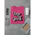 thumbnail image 3 of Know Your Worth Slogan T-Shirt Men -Image by Shutterstock, Male Small, 3 of 4