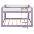 thumbnail image 5 of Queen-Over-Queen Low-Profile Bunk Bed with Guardrails, Wooden Kids Bed with Reversible Ladder, Accent Two-Tone Bed Frame, 5 of 7