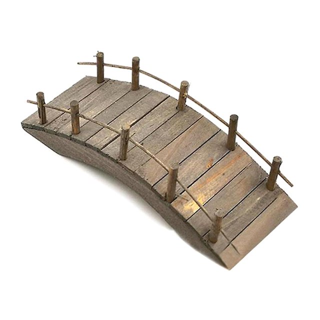 Mini puente de arco de madera con barandillas para casa de muñecas, miniaturas de jardín de hadas, artesanía en miniatura para microadornos de paisajismo, 1:12