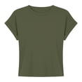 thumbnail image 4 of Trendfront Womens Short Sleeve Crewneck T Shirts Plain Solid Color Basic Tee Minimalist Slim Fit Sleeve Summer Casual Layering Tops, 4 of 4