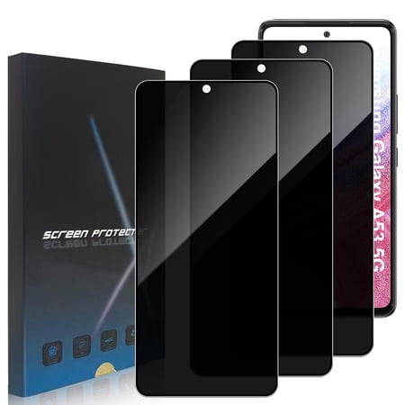 ZYQEEE Privacy Screen Protector for Samsung Galaxy A53 5G 6.5", Scratch Resistant Anti-Spy Tempered Glass Film, Bubble Free, Easy Installation,Case Friendly,3 Pack