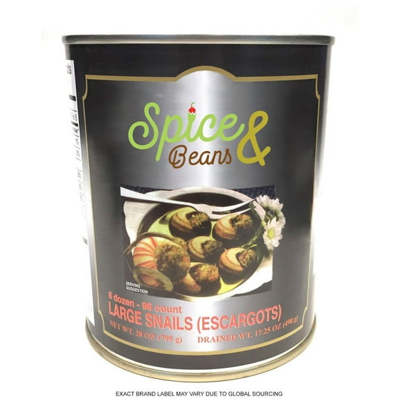 Escargot by Dasher's Spice & Beans | Large 96 Count | 28oz Can / 17.25oz Drained