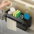thumbnail image 6 of RBCKVXZ Stainless Steel Kitchen Sink Storage Rack - Integrated Sponge Holder & Countertop Organizer for Dishcloth, Soap & Brushes - Space-Saving Kitchen Rack, Black, 6 of 7