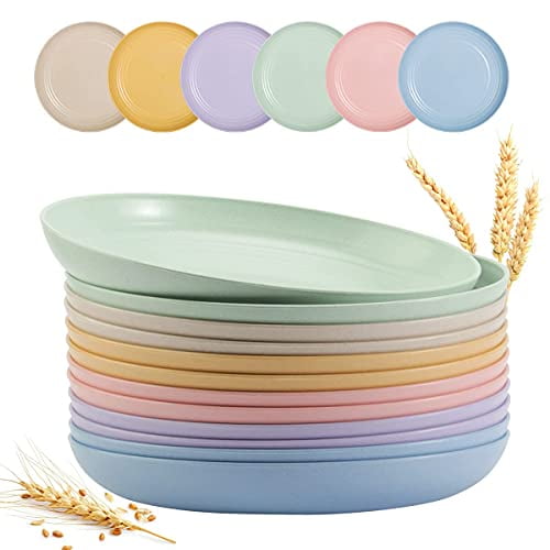 5 Pack 5.9 Unbreakable Dessert Dish Sets Lightweight & Degradable BPA free Dishwasher Safe Plates for Fruit Snack Containe Small Plates for Kids,Children,Toddler Microwave Safe Wheat Straw Plates 