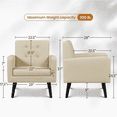 thumbnail image 5 of Alden Design Mid Century Modern Faux Leather Accent Chair with Solid Wood Legs, Set of 2, Beige, 5 of 10