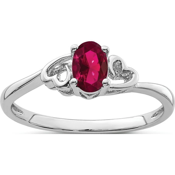 Sterling Silver Rhodium-Plated Created Ruby Ring (Size 10) Made In China qbr15jul-10
