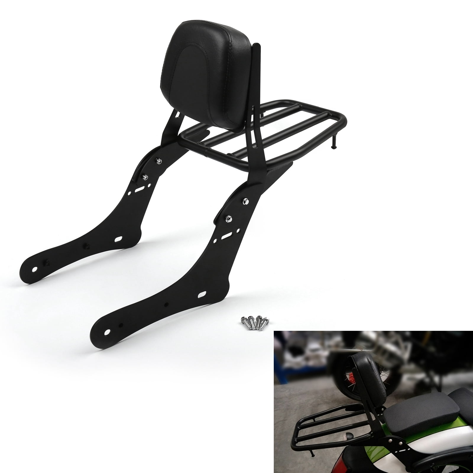 Mad Hornets Sissy Bar Backrest with Luggage Rack For Kawasaki Vulcan S ...