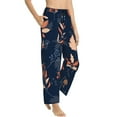 thumbnail image 2 of Uemuo Autumn Leaves With Blue Pattern Women's Wide Leg Palazzo Lounge Pants with Pockets Light Weight Loose Comfy Casual Pajama Pants-Medium, 2 of 9