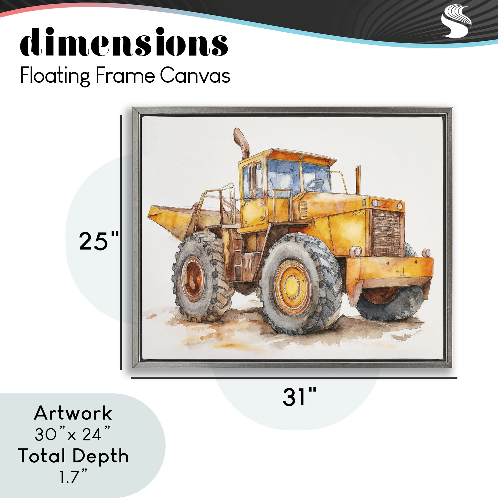 Stupell Industries Construction Truck Whimsicality Gray Framed Floater Canvas Wall Art, design by Steve Hunziker