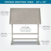 Studio Designs Vintage Solid Wood Drawing/Drafting Table with 36 x 24 Angle Adjustable Top in Coastal White