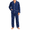 Dark Blue, variant on Kyntgho Men's Two Piece Pajama Set, Long Sleeve Button Front Pajama Shirt with Piping and Straight Pants