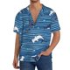 thumbnail image 1 of Fotbe Sharks on White Blue Striped Camisa Estampada de Manga Corta para Hombre, Casual de Verano, Estilo Playero, Sin Arrugas-X-Large, 1 of 5