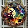 thumbnail image 4 of 7.8 inch Acrylic Witch Window Decoration, Round Hanging Ornament for Door, Outdoor and Yard Decor, Mystical Moonlit Witch Decorative Hanging Ornament, Gothic Halloween Decor(Colorful-Witch), 4 of 6