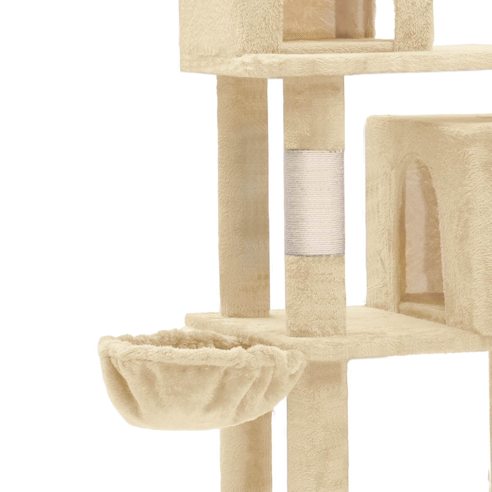 Uforic 75"Cat Tree Tower for Large Cats,Multi Level Play Tower Condo  with Scratching Posts&Hammock, Beige