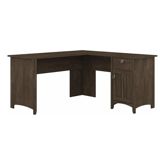 Scranton & Co 60" Contemporary Engineered Wood L-Desk with Storage in Ash Brown