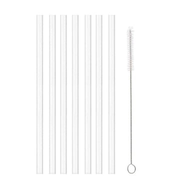 Replacement Straw Compatible for Stanley 40 oz 30 oz Cup Tumbler, 6 Pack Reusable Straw with Cleaning Brush, Plastic, Clear
