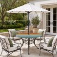 thumbnail image 2 of Round Outdoor Tablecloth with Umbrella Hole and Zipper, Burnt Orange Teal Ombre Tablecloth with Elastic Waterproof, Modern Gradient Abstract Art Patio Table Covers for 31" - 35" Picnic Pool Tables, 2 of 9