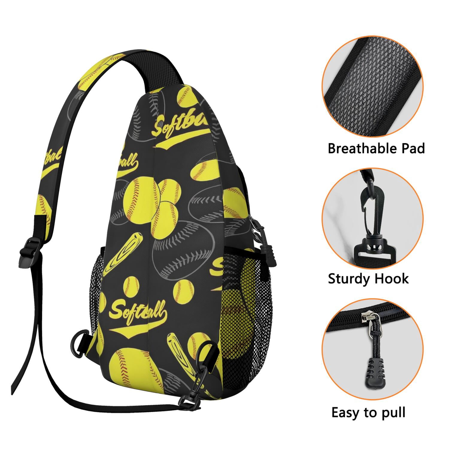 Travel-Ready Crossbody Bag Lightweight Shoulder Backpack with Baseball Print, Anti-Theft Pocket Versatile for Sports, Commuting