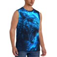 thumbnail image 2 of Kdxio Blue Fire Wolf for Men's Muscle T-shirt,Sleeveless for Workout Running Athletic Gym Lounge Casual, 2 of 5