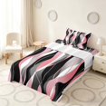 thumbnail image 3 of Manfei Abstract Wave Stripe Twin Sheets, Pink Black White Bedding, Pink Reversible 3-Piece1 Flat Sheet + 1 Fitted Sheet + 1 Pillowcase, 3 of 6