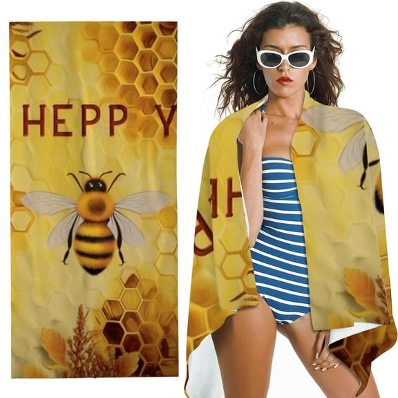 PHYHOO Yellow Floral Microfiber Sand Free Beach Towel Oversized Quick Dry Absorbent for Pool Swimming Bathroom Beach Towel 30x60in