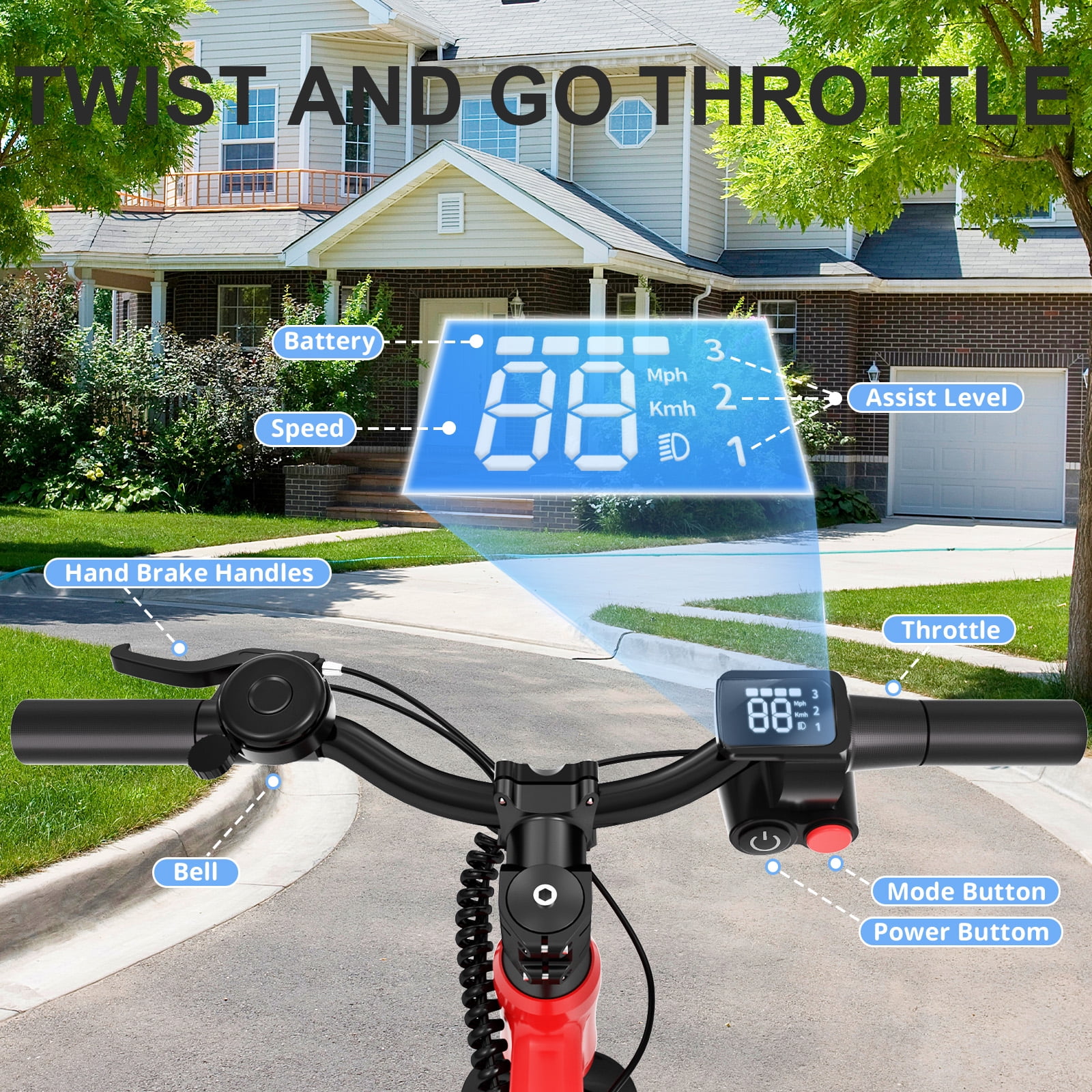 QUIKRA Electric Balance Bike for Kids, 12-Inch Tires, 5.6/9 mph, Adjustable Seat, up to 4.9 Miles, 3 Speed Settings,Electric Bike for Kids Ages 3–5,Red