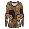 thumbnail image 4 of The Boondocks Womens T Shirts V Neck Long Sleeve Tops Causal Loose Summer T-Shirts 2XL, 4 of 7