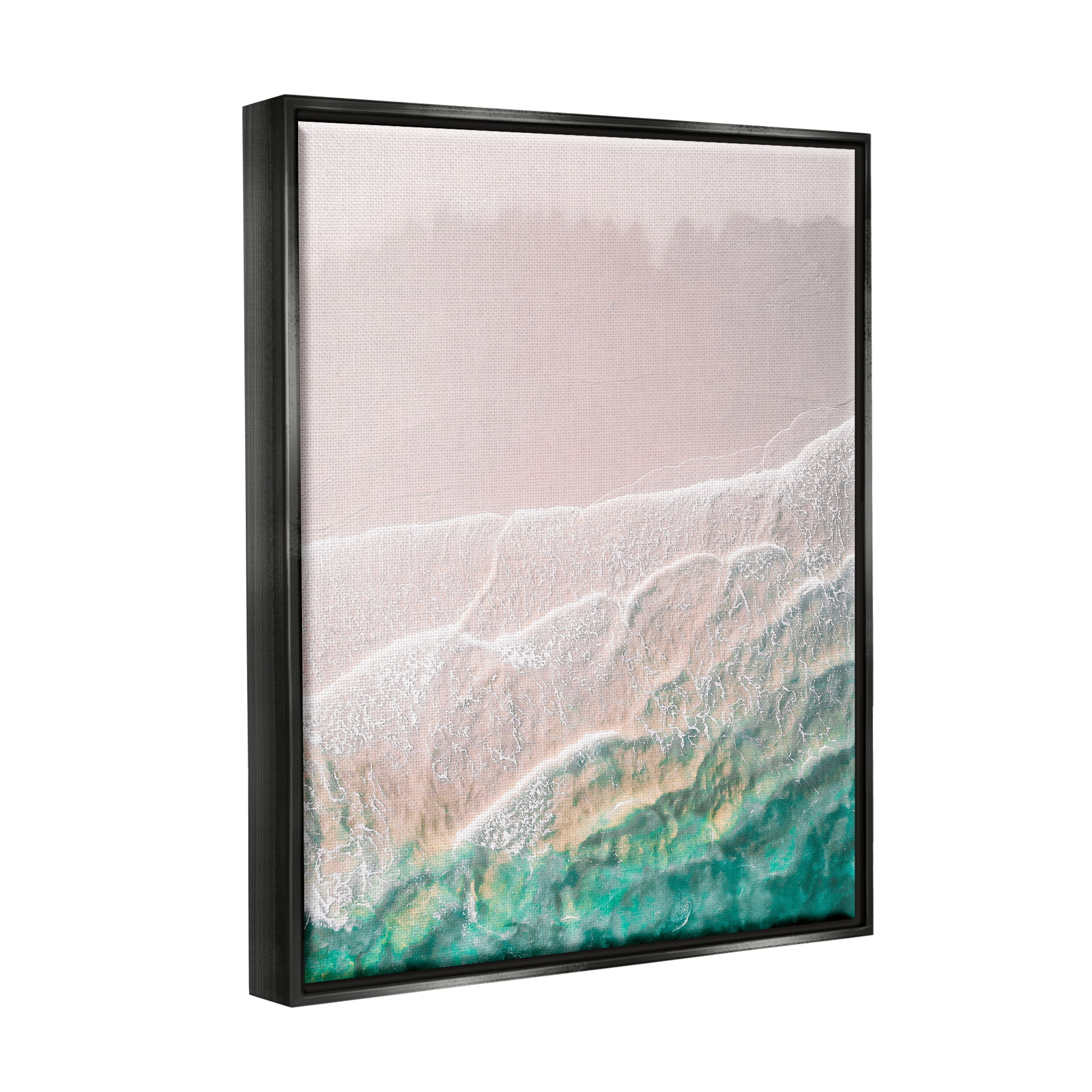 Stupell Industries Modern Beach Foam Abstract Painting Black Floater Framed Canvas Art Print Wall Art, 25 x 31