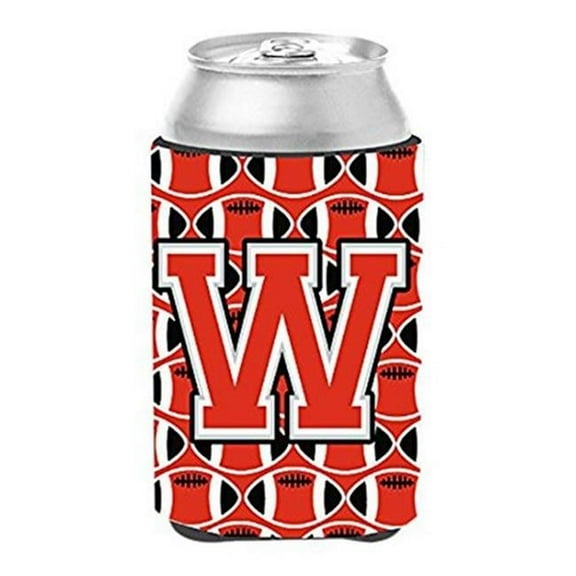 Letter W Football Scarlet & Grey Can or Bottle Hugger