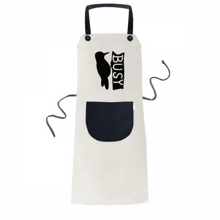 

Black Woodpecker Animal Outline Natural Apron Adjustable Bib Cotton Linen BBQ Kitchen Pocket Pinafore