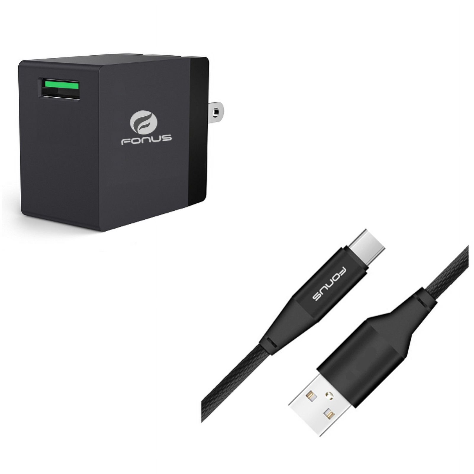 USB 18W Fast Home Charger w Power Cord Type-C 6ft USB Cable W1X for Samsung Galaxy Tab S5e 10.5 S4 10.5 Note 10 Plus A 10.1 (2019) Fold A20 A10e - Sony Xperia 5 10 Plus 1 - Xiaomi Redmi Note 7