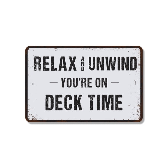 Relax Unwind You’re On Deck Time 10 Inch x 14 Inch Novelty Plastic Sign Shoes Off Feet Up Durable Weatherproof Perfect for Porches Patios Lake Houses Fun Gift for Beach Bums Boat Owners