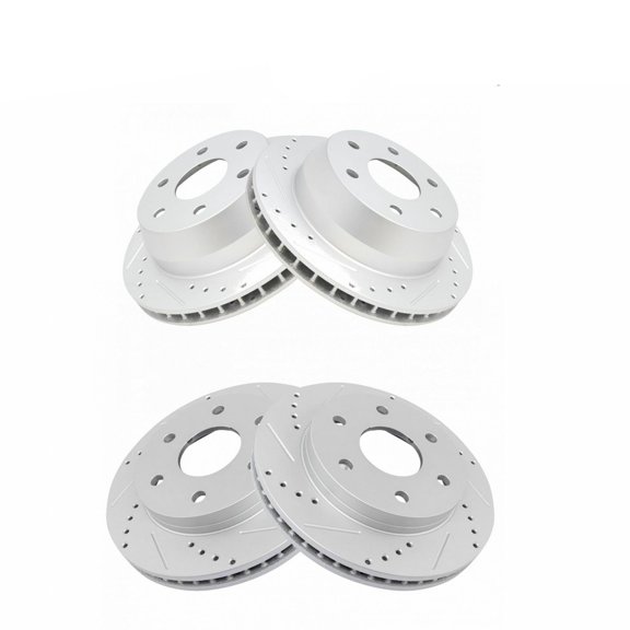 Performance Drilled & Slotted G-Coated Rotor Set of 4 For Cadillac Chevrolet GMC