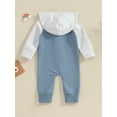 thumbnail image 4 of Bagilaanoe Newborn Baby Boys Hooded Jumpsuit Contrast Color Long Sleeve Bodysuit 3M 6M 12M 18M Infant Zip Up One Piece Romper, 4 of 9