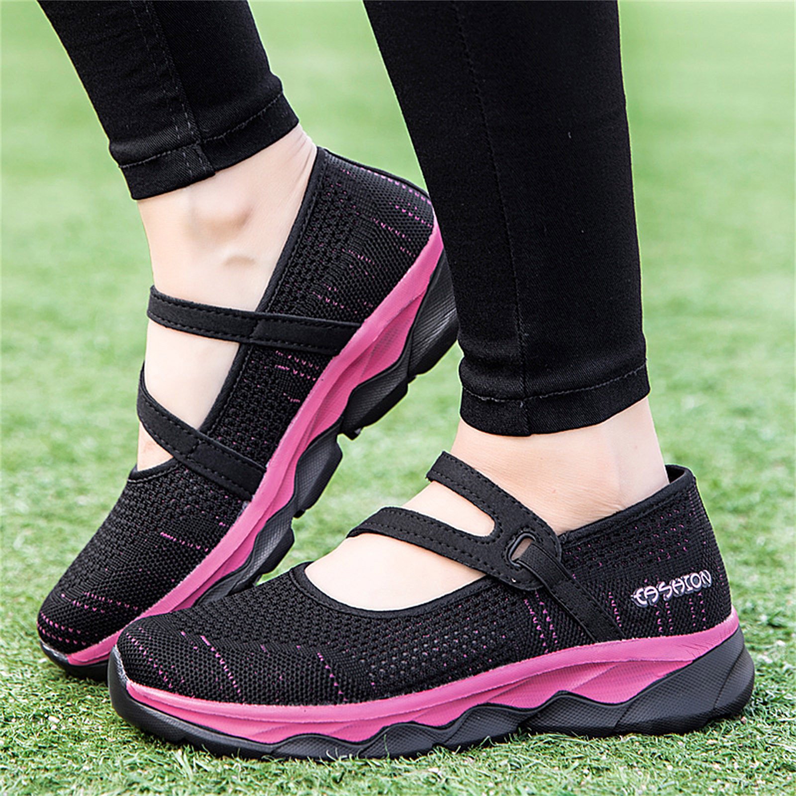 NOKIO Womens Comfort Elastic Sock Slip On Walking Lightweight Non-Slip Fall Shoes Ladies Fashion Colorblock Mesh Breathable Non Slip Soft Sole Casual Sneakers