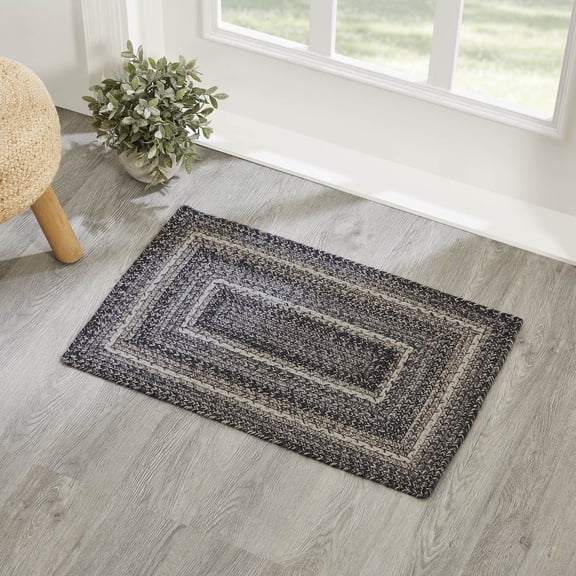 VHC Brands Sawyer Mill Black White Jute Rug Rect w/Pad 20x30