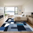 thumbnail image 3 of ODIKA 5'x7' Machine Washable Non-Slip Area Rug, Geometric Navy Blue High Traffic Rug with Pad, Blue, 1060733, 3 of 8