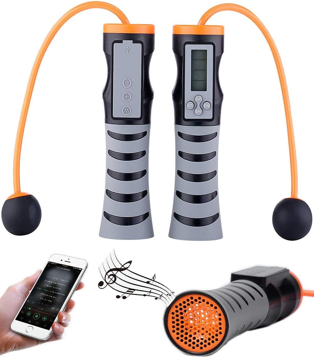 Smart counting Jump Rope with Bluetooth Speaker,Cordless weighted jump