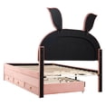 thumbnail image 2 of Bellemave Full Storage Bed Frame with Trundle, Upholstered Rabbit-Shape Platform Bed with LED Lights, Full Size Princess Bed with Storage for Teens Adults（Pink), 2 of 10