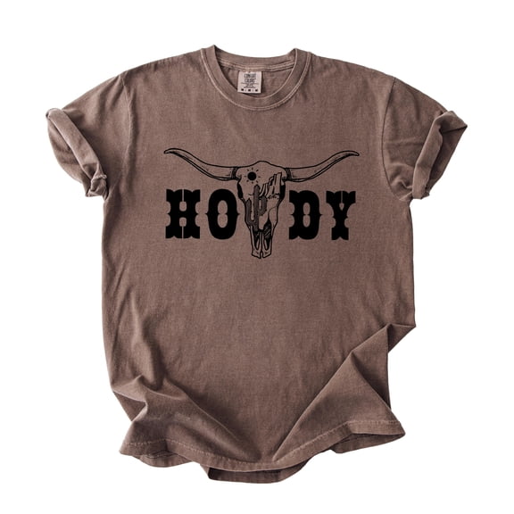 Howdy Shirt for Women & Teens Western Bull Skull Tee for Ladies Espresso Shirt Adult X-Large