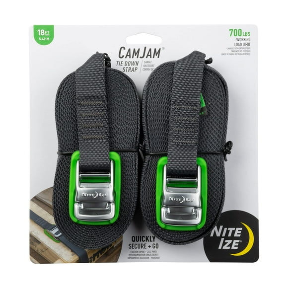 Correa de amarre Nite Ize CamJam, 18 pies, verde (paquete de 2)