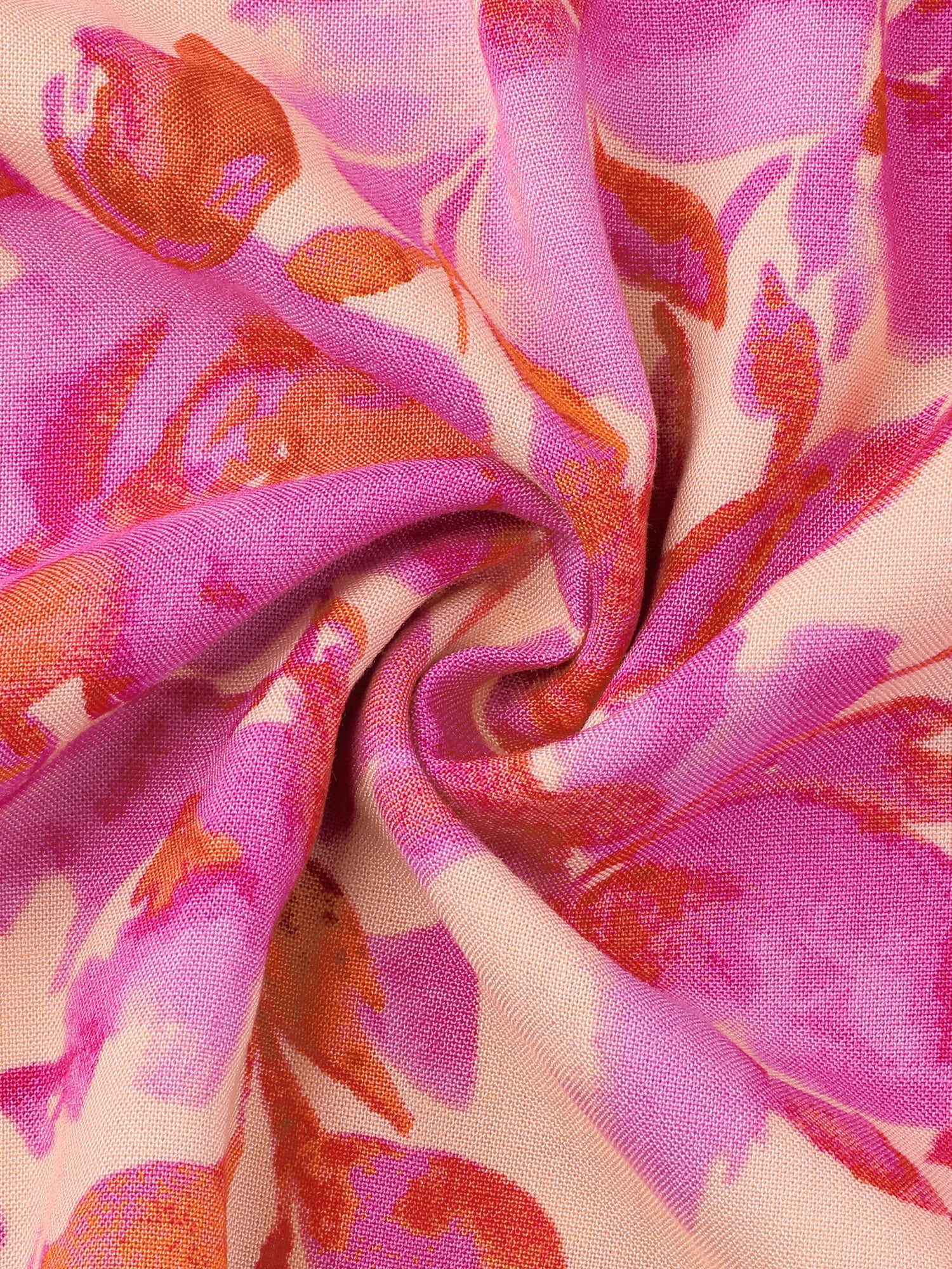 DARING DIVA Women's Ruffled V Neck Cap Sleeve Casual Floral Tops S Hot Pink