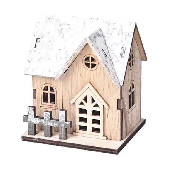 Feledorashia Lighted Wooden House Kit, DIY Christmas Village Decor, Buildable Miniature House Scene for Tabletop Mantel Shelf and Craft Display, Wood Panels with LED Lighting Components for Decor