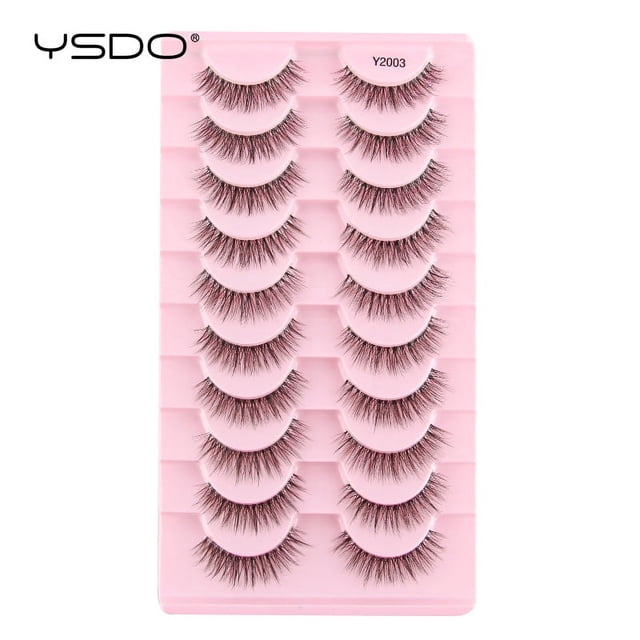 YSDO 10 pares de pestañas naturales hechas a mano pestañas de visón 3D pestañas postizas esponjosas y tenues maquillaje Cilios pestañas postizas suaves Maquiagem