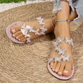 thumbnail image 7 of vokkrv Women's Flat Sandals Dressy Summer Open Toe Slip On Leather Slide Sandals Pink 8.5, 7 of 7