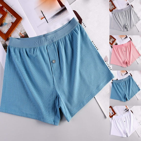 ZZwxWA Men's Striped Button Loose Fit Boxers Underwears Summer Fashion Comfy Ventilate Casual Stretch Boxer Briefs Festival Gift