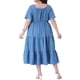 thumbnail image 3 of Vestido de verano para mujer de tallas grandes Agnes Orinda con escote corazón, volantes, mangas cortas y diseño en capas, midi, 2X, azul, 3 of 6